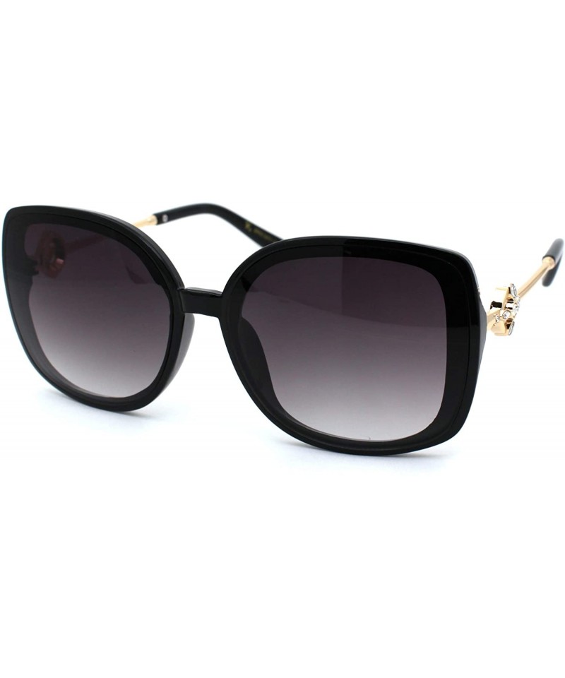 Butterfly Womens Floral Rhinestone Jewel Rectangular Butterfly Sunglasses - Black Smoke - CU18WNUAYDM $9.39