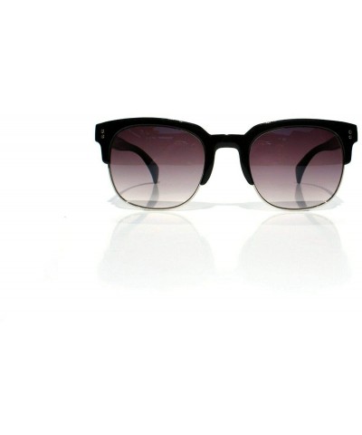 Rimless SIMPLE Retro Half Frame Horned Semi Rimless Color Lens Sunglasses for Men and Women - Black - C418ZEQC835 $10.03