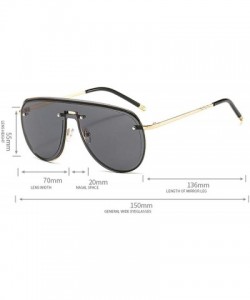 Rimless Fashion New One-piece Frameless Sunglasses Men and Women Sunglasses Vintage Pilot Sunglasses - Gradient Grey - CM18AH...