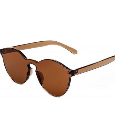 Rimless One Piece PC Lens Rimless Ultra-Bold Colorful Mono Block Sunglasses - Colorful_transparent_brown - CN183KI6SD4 $8.45