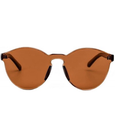 Rimless One Piece PC Lens Rimless Ultra-Bold Colorful Mono Block Sunglasses - Colorful_transparent_brown - CN183KI6SD4 $8.45