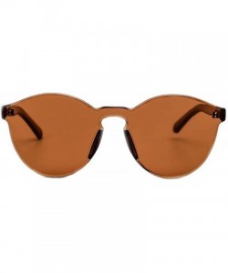 Rimless One Piece PC Lens Rimless Ultra-Bold Colorful Mono Block Sunglasses - Colorful_transparent_brown - CN183KI6SD4 $8.45