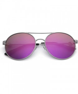 Round Round Polarized Sunglasses for Women Double Bridge Frame Sun Glasses Shades - Silver/Purple - CG18A320LY0 $13.40
