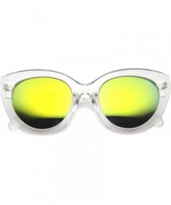 Cat Eye Retro Translucent Frame Colored Mirror Lens Cat Eye Sunglasses 55mm - Clear / Sun - CX126OMVU03 $10.09