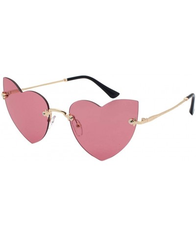 Rimless Heart Sunglasses Rimless Thin Lovely Heart Style for Women (Wine) - CR196IEUZ3I $21.40