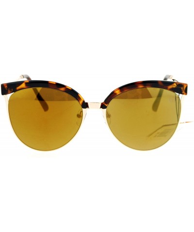 Butterfly Womens Half Rim Chic Cat Eye Designer Sunglasses - Tortoise Gold - CK12N5OUYWU $24.25