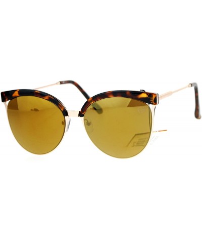 Butterfly Womens Half Rim Chic Cat Eye Designer Sunglasses - Tortoise Gold - CK12N5OUYWU $10.88