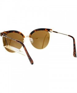 Butterfly Womens Half Rim Chic Cat Eye Designer Sunglasses - Tortoise Gold - CK12N5OUYWU $10.88