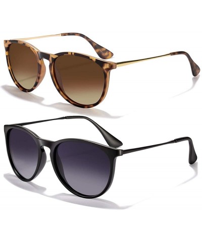Round Sunglasses for Women Men Polarized uv Protection Fashion Vintage Round Classic Retro Aviator Mirrored Sun glasses - C91...