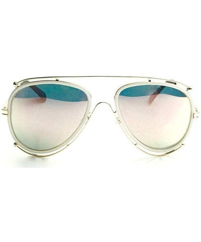 Square Isidora Style Carlina Aviator Metal Temple Square Resin Women Large Sunglasses - White - CZ18OIEXU8T $7.97