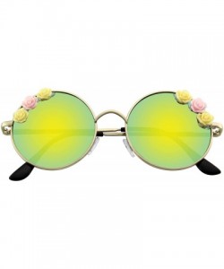 Round Flower Sunglasses Hippie Boho Festival Circle Round Sunglasses - Gold - CY18SQAXE7W $8.07