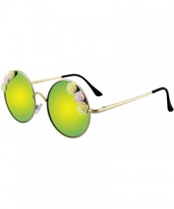 Round Flower Sunglasses Hippie Boho Festival Circle Round Sunglasses - Gold - CY18SQAXE7W $8.07