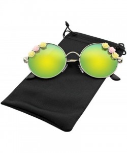 Round Flower Sunglasses Hippie Boho Festival Circle Round Sunglasses - Gold - CY18SQAXE7W $8.07