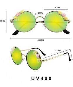 Round Flower Sunglasses Hippie Boho Festival Circle Round Sunglasses - Gold - CY18SQAXE7W $8.07