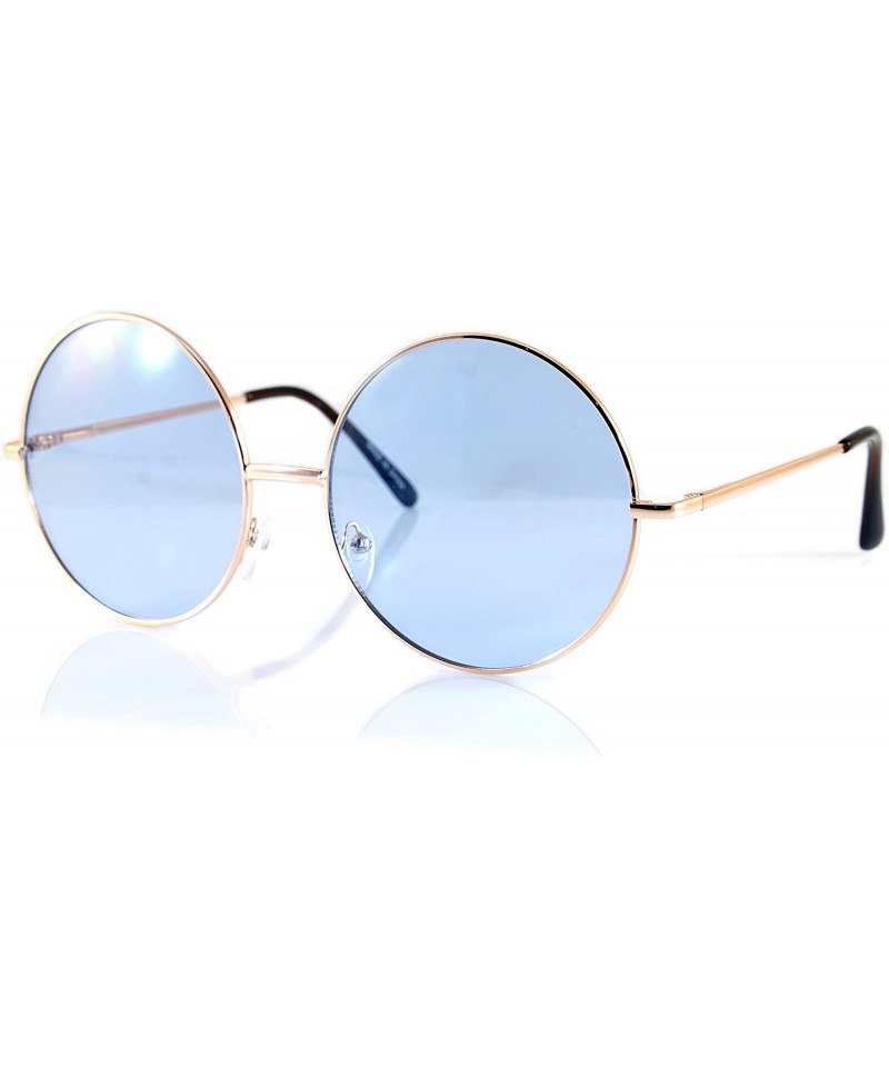 Oversized Oversize Round Lovely Color Tinted Lens Sunglasses Spring Hinge A119 A120 - Blue - C2180TTOLWS $13.72