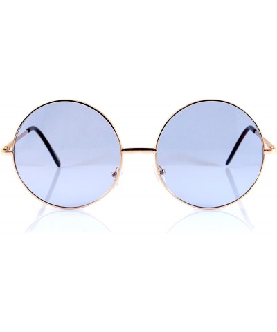 Oversized Oversize Round Lovely Color Tinted Lens Sunglasses Spring Hinge A119 A120 - Blue - C2180TTOLWS $13.72