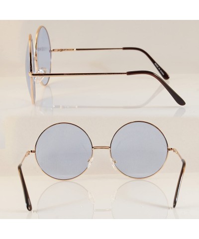 Oversized Oversize Round Lovely Color Tinted Lens Sunglasses Spring Hinge A119 A120 - Blue - C2180TTOLWS $13.72