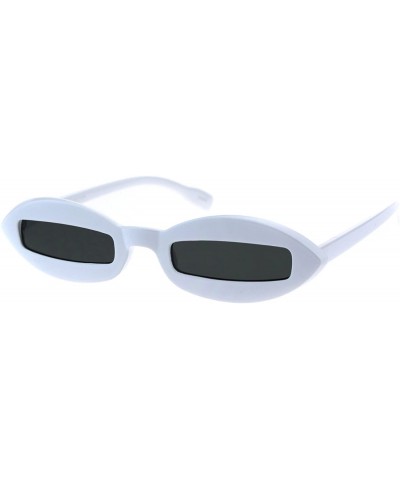 Oval Hippie Squint Slot Lens Retro Plastic Oval Sunglasses - White Black - CB18G2NSRA5 $23.29