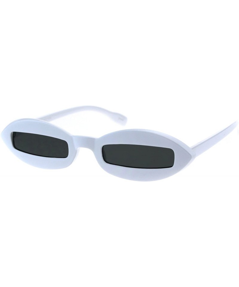Oval Hippie Squint Slot Lens Retro Plastic Oval Sunglasses - White Black - CB18G2NSRA5 $9.94