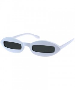 Oval Hippie Squint Slot Lens Retro Plastic Oval Sunglasses - White Black - CB18G2NSRA5 $9.94