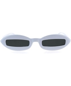 Oval Hippie Squint Slot Lens Retro Plastic Oval Sunglasses - White Black - CB18G2NSRA5 $9.94