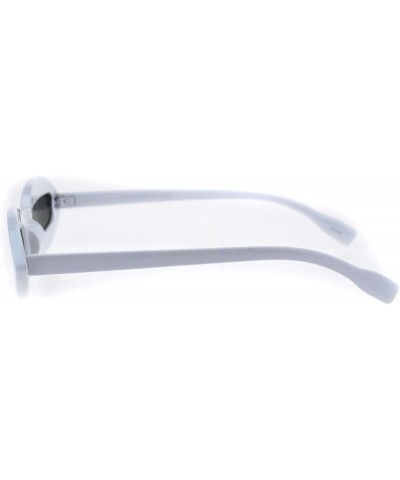 Oval Hippie Squint Slot Lens Retro Plastic Oval Sunglasses - White Black - CB18G2NSRA5 $9.94