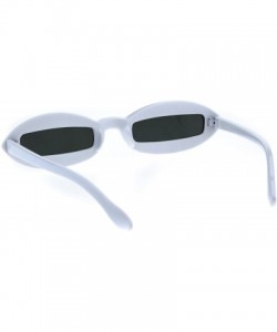 Oval Hippie Squint Slot Lens Retro Plastic Oval Sunglasses - White Black - CB18G2NSRA5 $9.94