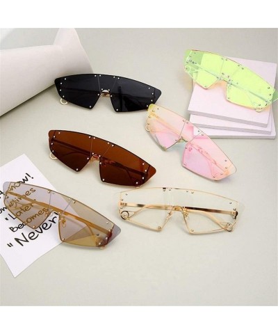 Oversized Trendy Oversized Sunglasses for Women Irregular One Piece Frame with Rivet UV Protection - C2 - CS190OH2Q00 $8.18