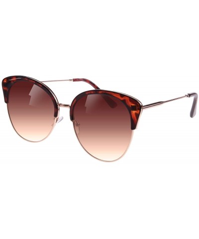 Oversized Cat Eye Sunglasses Womens Large Oversized Frame Sexy Designer Fashion Shades - Brown Tortoise - C618HSDWSIL $62.32