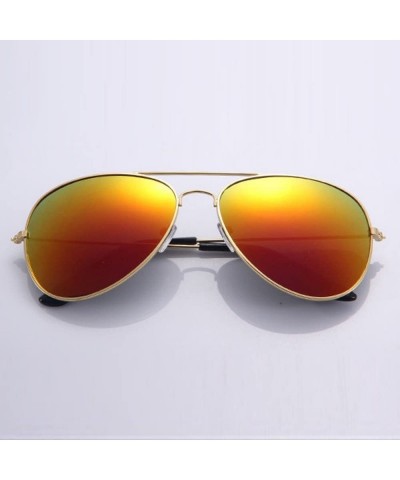 Aviator Men's and Women's Aviator Sunglasses UV400 Classic Metal Frame Glasses Vintage Outdoor Glasses Eyewear - Gold-red - C...