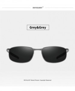 Rectangular Polarized Sunglasses for Mens UV Protection Alloy Rectangular Frame for Driving Fishing Golf Shades - Grey Grey -...