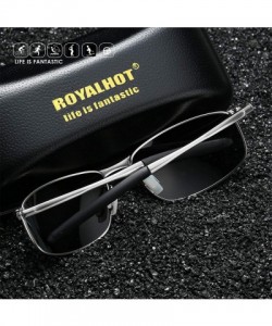 Rectangular Polarized Sunglasses for Mens UV Protection Alloy Rectangular Frame for Driving Fishing Golf Shades - Grey Grey -...