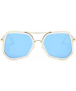 Aviator 2019 New Fashion Luxury Metal Polygon Sunglasses Women Brand Designer Mirror C1 - C6 - CN18YZWNQG0 $7.65