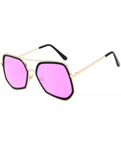 Aviator 2019 New Fashion Luxury Metal Polygon Sunglasses Women Brand Designer Mirror C1 - C6 - CN18YZWNQG0 $7.65