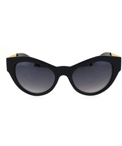 Cat Eye Womens Heavy Thick Metal Chain Arm Squared Cat Eye Sunglasses - Black Smoke - C718QEK63GU $9.72