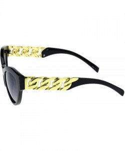 Cat Eye Womens Heavy Thick Metal Chain Arm Squared Cat Eye Sunglasses - Black Smoke - C718QEK63GU $9.72