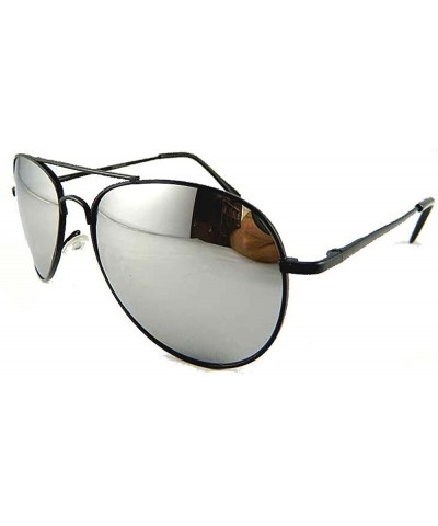 Aviator New Promotional Teardrop Metal Aviator Sunglasses - Mirror Lens - Black - CW11EAJVHX7 $19.27