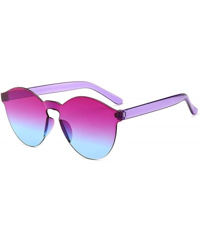 Round Unisex Fashion Candy Colors Round Outdoor Sunglasses - Purple Blue - CP199X2WLXZ $18.00