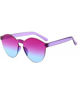 Round Unisex Fashion Candy Colors Round Outdoor Sunglasses - Purple Blue - CP199X2WLXZ $18.00