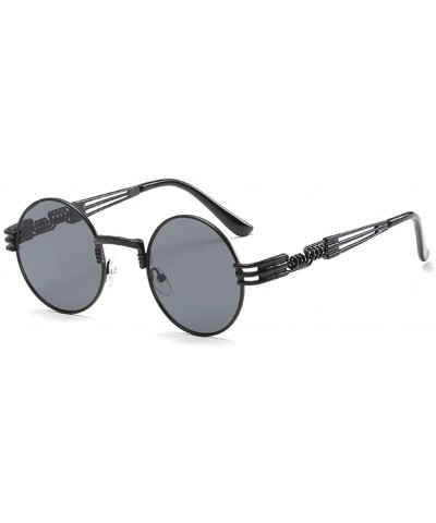 Round John Lennon Round Sunglasses Retro Steampunk Glasses Metal Frame - Black Frame Grey - C6196872ML9 $10.68