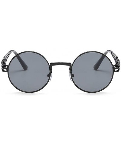 Round John Lennon Round Sunglasses Retro Steampunk Glasses Metal Frame - Black Frame Grey - C6196872ML9 $23.50
