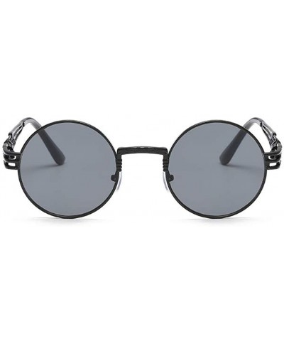 Round John Lennon Round Sunglasses Retro Steampunk Glasses Metal Frame - Black Frame Grey - C6196872ML9 $23.50