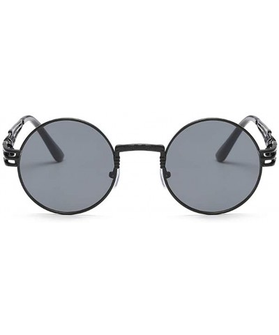 Round John Lennon Round Sunglasses Retro Steampunk Glasses Metal Frame - Black Frame Grey - C6196872ML9 $10.68