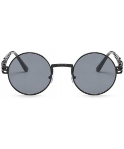 Round John Lennon Round Sunglasses Retro Steampunk Glasses Metal Frame - Black Frame Grey - C6196872ML9 $23.50