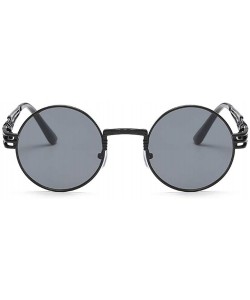 Round John Lennon Round Sunglasses Retro Steampunk Glasses Metal Frame - Black Frame Grey - C6196872ML9 $10.68