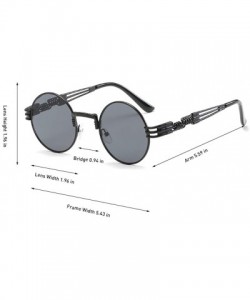 Round John Lennon Round Sunglasses Retro Steampunk Glasses Metal Frame - Black Frame Grey - C6196872ML9 $10.68