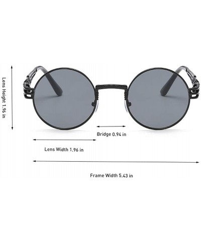 Round John Lennon Round Sunglasses Retro Steampunk Glasses Metal Frame - Black Frame Grey - C6196872ML9 $23.50