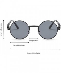 Round John Lennon Round Sunglasses Retro Steampunk Glasses Metal Frame - Black Frame Grey - C6196872ML9 $10.68