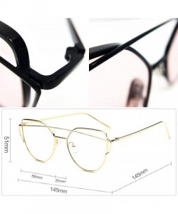 Cat Eye 842 Premium Oversized Cat Eye Tinted Flat Lenses Retro Street Fashion Metal Frame Women Sunglasses - Silver/Pink - CM...
