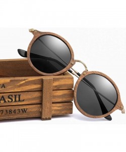 Goggle Ultralight Women Men Polarized Sunglasses Wooden Round Frame CR39 Lens - Brown Lens With Case - CZ198AI2H6A $41.69